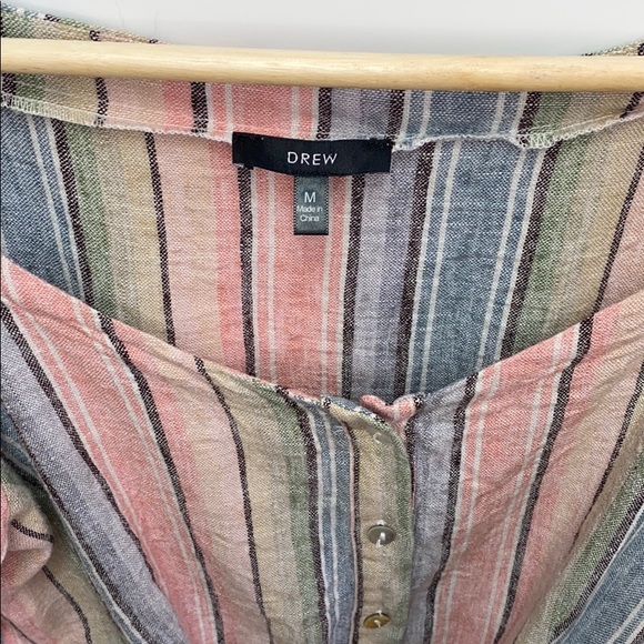 2/$30 DREW Anthro Linen Pastel Rainbow Stripe Top - Picture 7 of 8